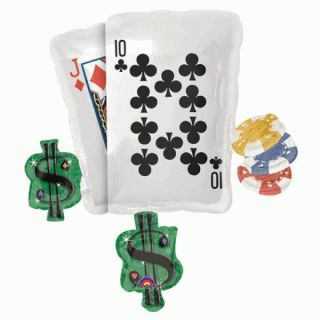 Poker Cluster 30" Balloon Casino Vegas Poker Birthday Ace Spades w Free Ribbon