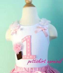 1st Birthday Cupcake Pink Minnie Mouse Polka Dots Top