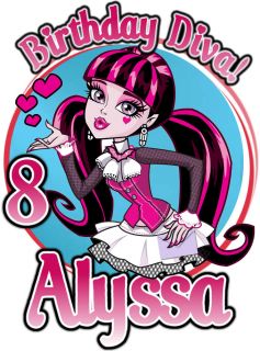 Monster High Draculaura Birthday Party Shirt Iron on Transfer Personalized Decal