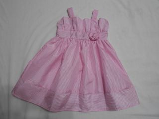 Infant Toddler Girls Pink White Striped Spring Summer Easter Dress Size 18 Month