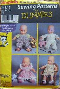 Uncut Simplicity Doll Clothes Patterns Dummies Cabbage Patch Baby You Choose