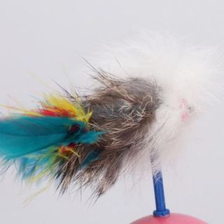 Colorful Feather Mouse Leather Ball Tumbler Pet Cat Kitten Toy