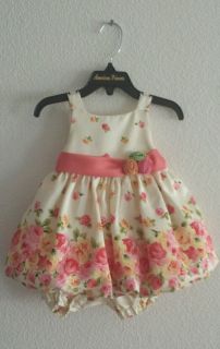 American Princess Floral Shantung Easter Dress with Bloomers Girls Sz 12M