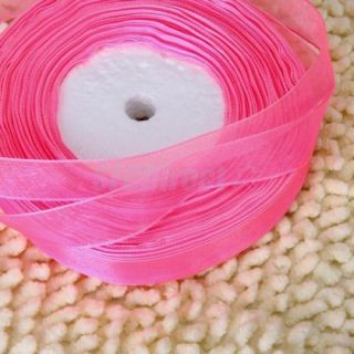 Hot 50yd Pink Organza Ribbon Wedding Party Cake Decor