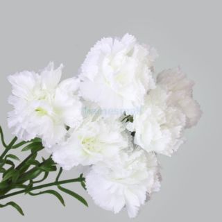 2X 6pcs White Artificial Simulation Silk Carnation Flowers Plant Party Decor DIY