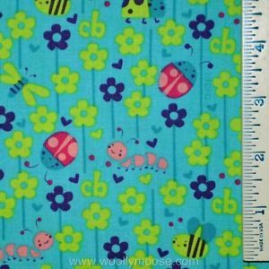 By The Yard Care Bears Care A Lot Lady Bug Floral Aqua Blue Quilting Fabric 36"