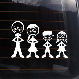 Family Stick Figures Dad Mom Son Daughter Vinyl Decal 6x4" Car Van Sticker A002