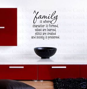 Family Values Vinyl Wall Lettering Words Decal Quote