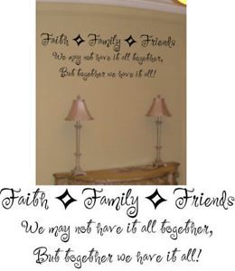 Faith Family Friends Wall Decor Decal 30"