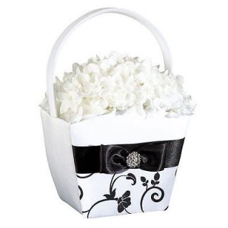 Black and White Wedding Flower Girl Basket New