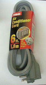6 ft Air Conditioner Electric 20A Extension Cord Prime Wire Cable EC680606