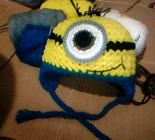 One Custom Made Despicable Me Minion Hat Beanie Girl Boy Yellow Handmade Crochet