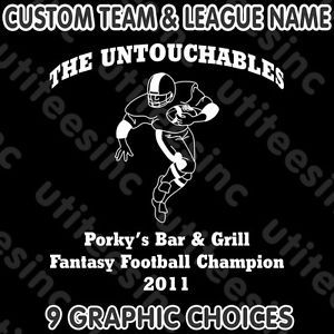 Personalized Fantasy Football Champion Trophy T Shirt White on Black Tee s 5XL