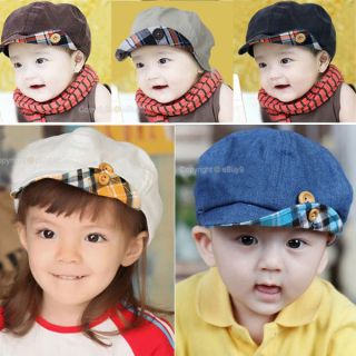 Toddler Child Baby Girls Boys Princess Corduroy Beret Basebal Hat Stripe Sun Cap