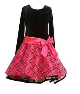 Bonnie Jean Toddler Girls Black Velvet Organza Flocked Holiday Party Dress 2T