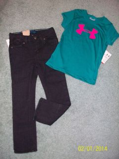 NWT Girls Under Armour SS Shirt Levi's Black Skinny Jeans Sz 4T 4 $50