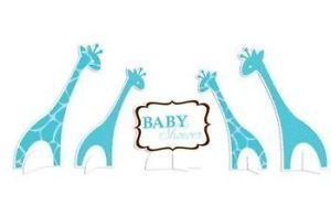 Wild Safari Blue Giraffe Baby Shower Table Centerpiece