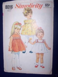 Collectible Simplicity Sewing Pattern 1968 Toddler Girl Clothes Child Baby Dress