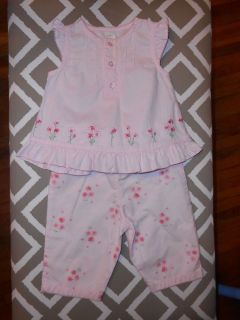 Carter's Capri Pants and Shirt Baby Girl Outfit 6 Months Pink Clothes