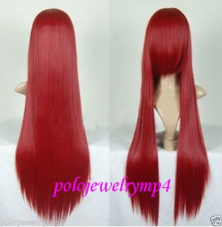 M81 New Long Dark Red Cosplay Party Hair Wig 80cm
