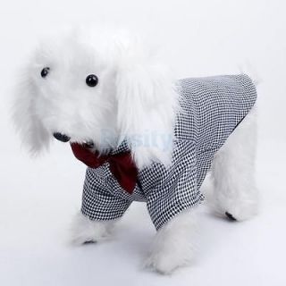 Pet Dog Doggie Formal Clothes Apparel Business Shirt Suit Bowtie Party Clothing