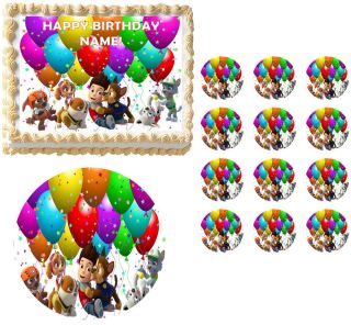 Paw Patrol Balloons Party Edible Cake Topper Frosting Sheet Image All Sizes
