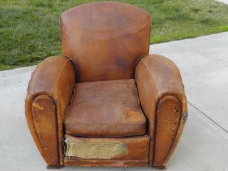 French Art Deco Leather Club Chair All Original Condition Gentlemen Lounge
