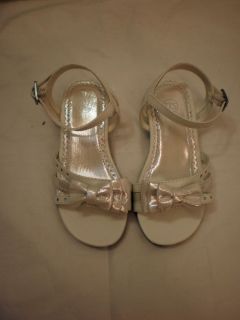 Girls Toddler TKS Buckle Strap Dress Shoes White Size 8M Non Marking Soles
