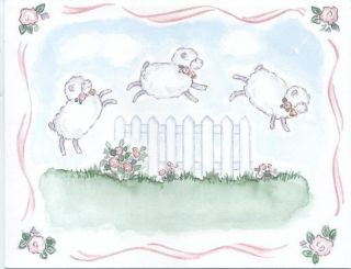65 Nursery Sheep Baby Shower Folded Thank You Cards