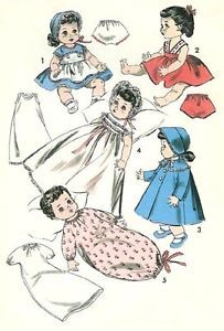 Vintage 8 5" Ginnette Baby Doll Clothes Pattern 8454