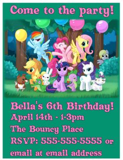 My Little Pony Custom Birthday Party Invitations You Print or We Print