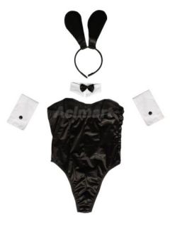 New Women Sexy Halloween Party Costume Bunny Rabbit Role Play Suit Black White