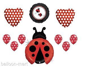 Ladybug Party Supplies Red White Black Polka Dot Balloons Garden Lot Baby Shower