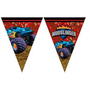 Monster Truck Mudslinger Party Supplies Flag Banner Sign Decoration New