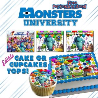 Monsters Inc University Edible Cake or Cupcake Toppers Picture Sugar Birthday