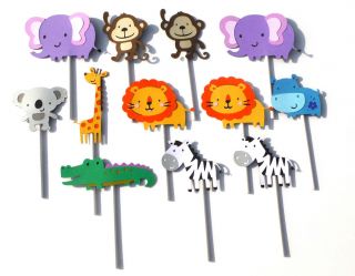Cute Jungle Animal Theme 12 Cupcake Toppers Create A Critter Cricut Die Cuts