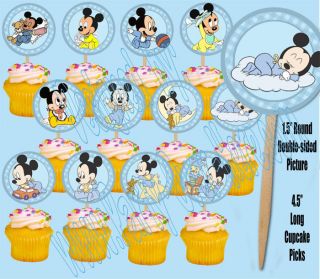Baby Mickey Mouse 1 5" Cupcake Picks Cake Topper 12 PC