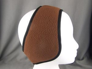 Brown Black Reversible Fleece Ear Muffs Head Wrap Warmers Ski Adjustable