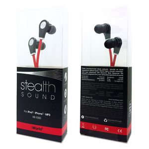 Stealth Earbuds in Ear Headphones Crisp Beats Sound iPod Black Red Ear Bud