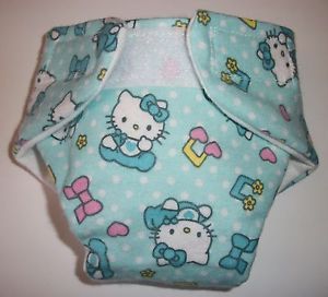 Washable Baby Doll Cloth Diaper Hello Kitty Blue Fit Cabbage Patch Doll More