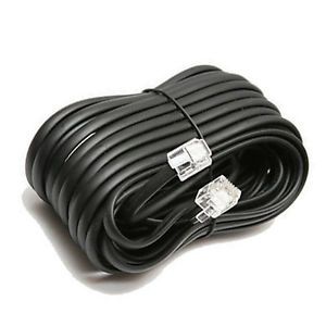 25' ft Telephone Extension Cord Black Phone Cable Wire Line w Connectors