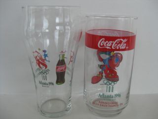 2 Different Coca Cola Coke Atlanta 1996 Olympic Games Glasses