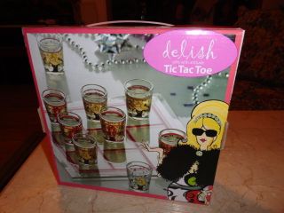 Delish Girls w Attitude Tic Tac Toe Glass Game Board 9 Shot Glasses