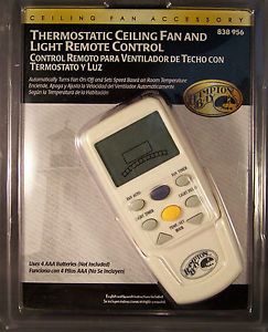 Hampton Bay Thermostatic Ceiling Fan and Light Remote Control 838 956