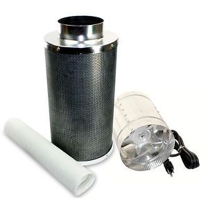 Hydroponics 6" Inline Duct Blower Exhaust Fan Carbon Filter Kit 240CFM Combo B