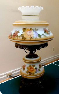 Vintage GWTW Parlor Hurricane Lamp Large 28" Hand Painted Globes