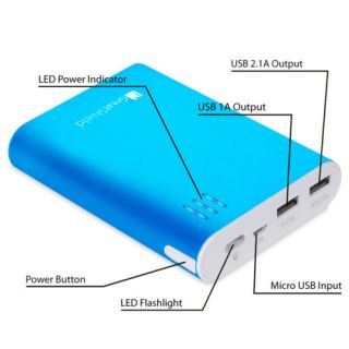 GreatShield Power Tank 10400mah USB Battery Pack 3 1A LED for Asus Nexus 7 Blue