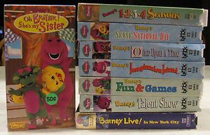 Huge Lot of 8 Barney The Purple Dinosaur Childrens Educational VHS Tapes