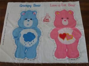 Vintage Care Bear Fabric Panel Grumpy Love A Lot Pillow Stuffed 1983 Original 2