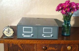 Vintage Industrial Gray 2 Drawer Filing Cabinet General Fireproofing Ohio Photos